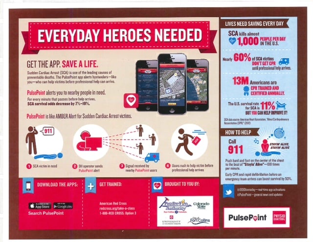 Everyday heroes needed! Get the app. Save a life. Sudden Cardiac arrest (SCA) is one of the leading causes of preventable deaths. The Pulsepoint app alerts bystanders -- like you -- who can help victims before professional help can arrive. PulsePoint alerts you to nearby people in need. For every minute that passes before help arrives, SCA survival odds decrease by 7-10%. Pulsepoint is like Amber Alert for sudden cardiac arrest victims. 