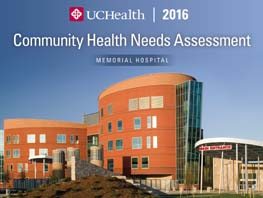 A portrait of a hospital on the cover of a report about community health needs.