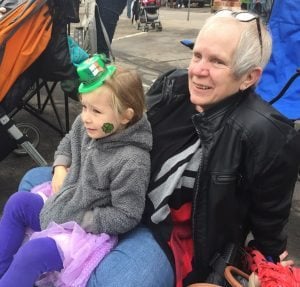 Donna Rose enjoys the Fort Collins’ Saint Patrick’s Day Parade with her granddaughter.