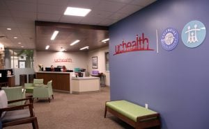 UCHealth and Associates of Family Medicine share reception space for the community services they provide at the new Health and Medical Center at CSU, on the corner of Prospect Road and College Avenue in Fort Collins. A reception area is shown in this photo.