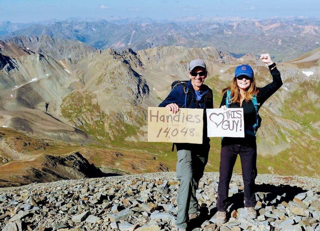 Don and Kris Soltis at the top of a Colorado 14er.