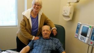 Bill McDuffie and his wife, Grace, are pictured at the UCHealth University of Colorado Cancer Center.