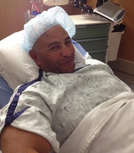 Jeff Bramstedt is shown awake following surgery.