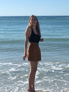 Peyton poses on the beach. The teen cancer survivor has moved to Los Angeles.
