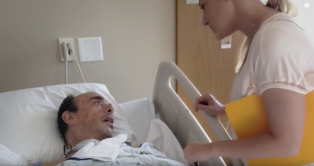 Jim Cohen lays in a hospital bed at UCHealth University of Colorado Hospital with locked in syndrome.