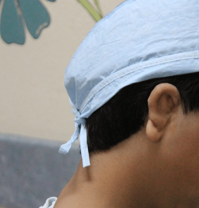 A photo of a young man's newly constructed ear.