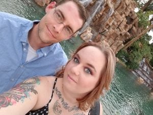 Erin Hirmke takes a selfie with her fiancee Nic Dinmore. the couple took a Mindfulness-Based Childbirth and Parenting class together.