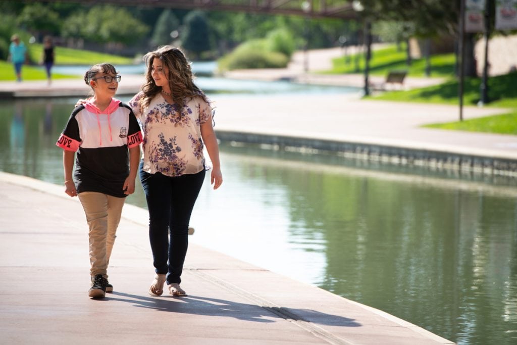 Angela Lucero and her daughter Larai at the Historic Arkansas River Project.