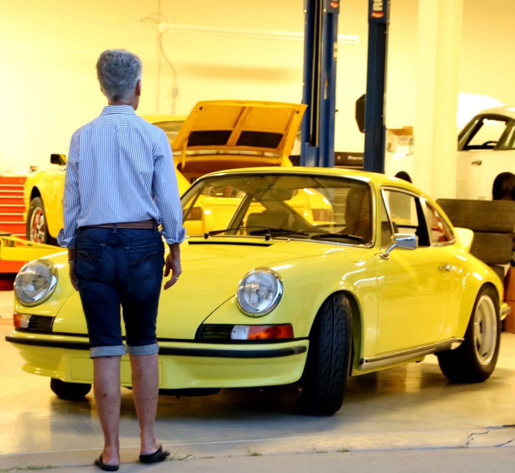 Arnette Schouten with the 1973 Porsche 911 Carrera RS whose proceeds led to the family’s donation to the UCHealth University of Colorado Hospital Burn Center. (courtesy April Hagestad)