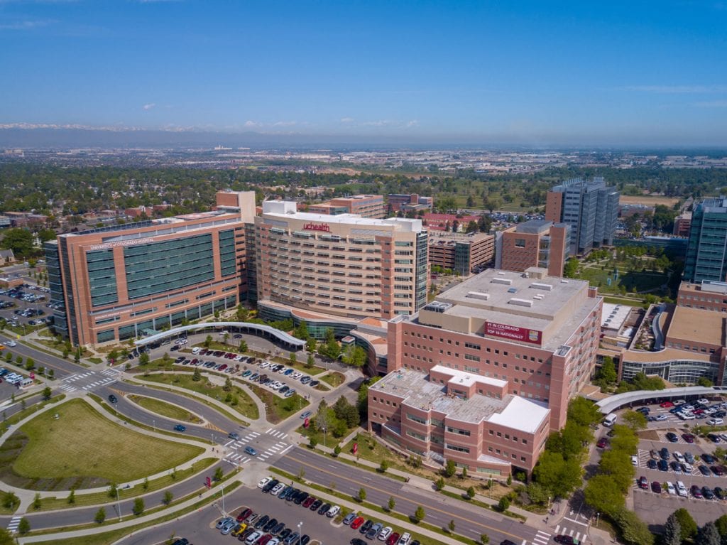A photo of the campus of UCHealth University of Colorado Hospital
