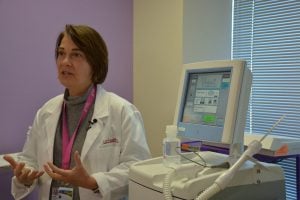 Dr. Laura Pomerenke, a breast surgeon at UCHealth Memorial Hospital's Mary Lou Beshears Breast Care Clinic, explains the cryoablation procedure.