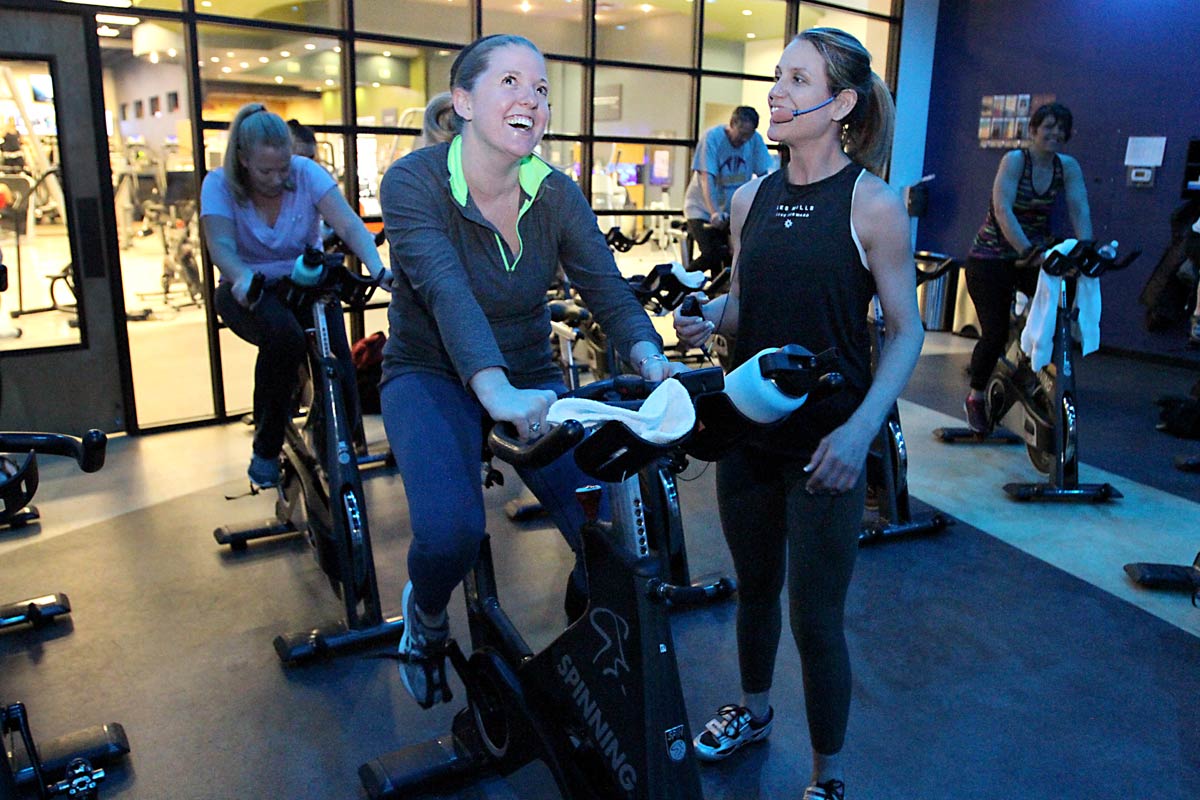 Image of Amy at the gym, which shows how far she's come after her stroke.