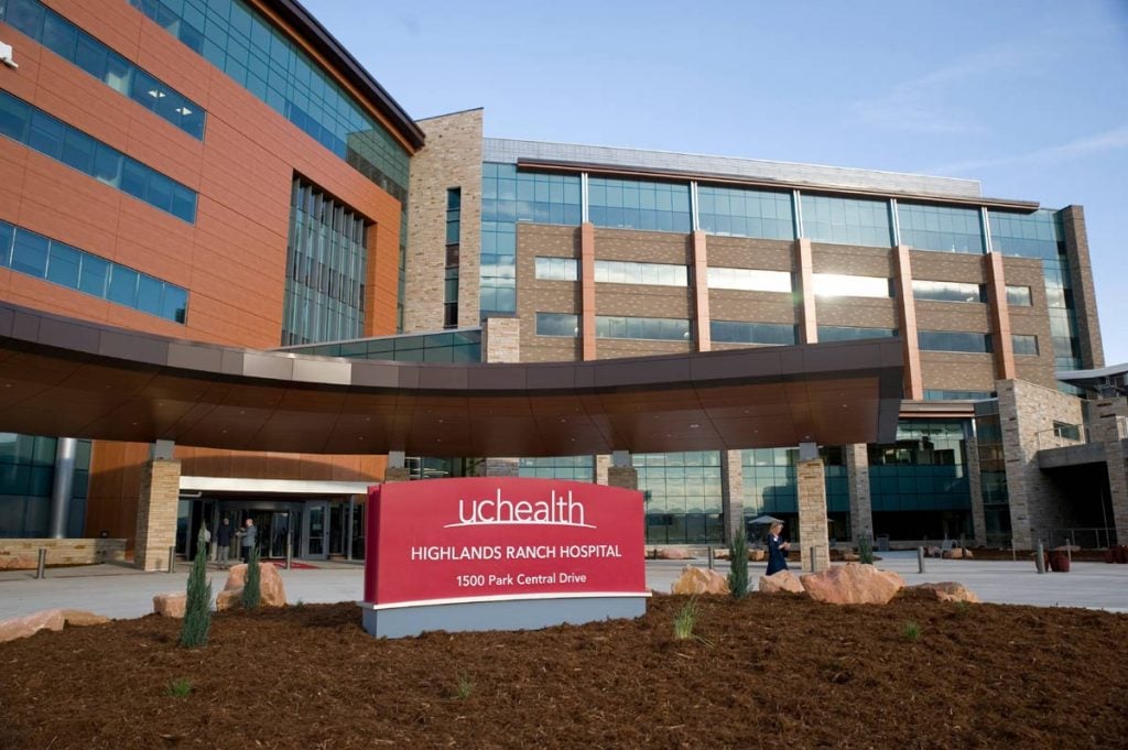 A photo of UCHealth's Highlands Ranch Hospital.