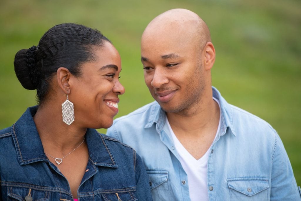 Dominique and Alicia Waithe-Cunningham share a tender moment
