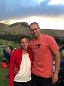 Emily Daniels, who is living with lung cancer, is photographed with her husband, Brian.