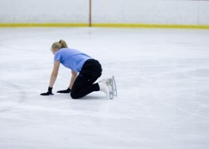 skater on the ice after a fall.