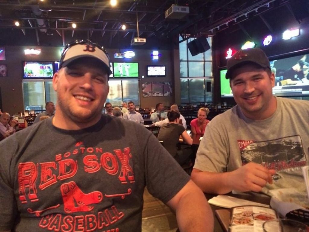 Jeff Armentrout (left) with his younger brother Jeremy. Jeff credits his family, as well as friends and faith, for helping him through his battle with rectal cancer, which included treatment without surgery. Photo courtesy of Jeff Armentrout.