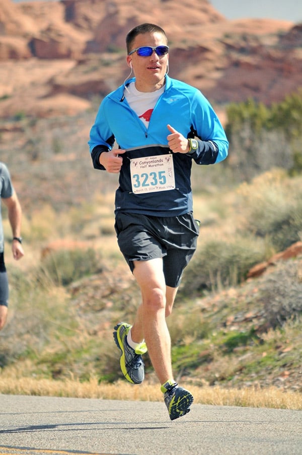 running with a heart defect - Matt Johnston during a race at Canyonlands National Park.
