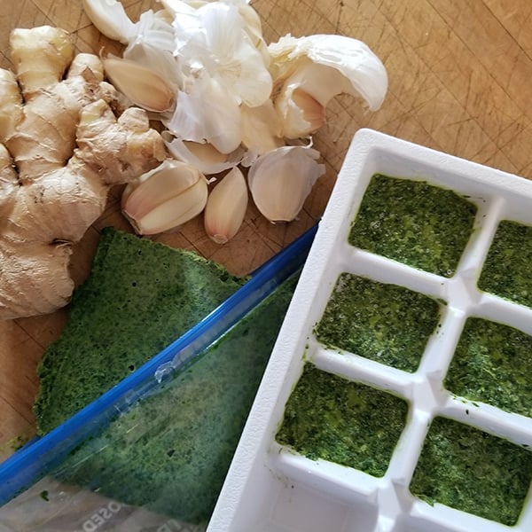 favorite kitchen hacks include making "herb bombs" with leftover herbs. Freeze them with olive oil.