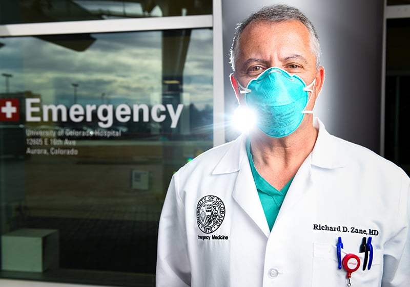 Dr. Richard Zane in front of the emergency room. He is stressing the importance of following rules now with the Colorado COVID-19 spike here.