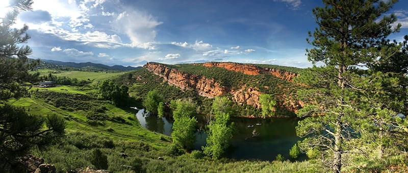 A view of Horsetooth Reservoir's Soldier Cove from a trail at Lory State Park in Colorado.