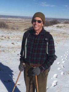 Mel Preusser on a winter hike in Douglas County Open Space. Preusser regularly exercises to manage his Parkinson’s disease symptoms. Photo courtesy of Mel Preusser.