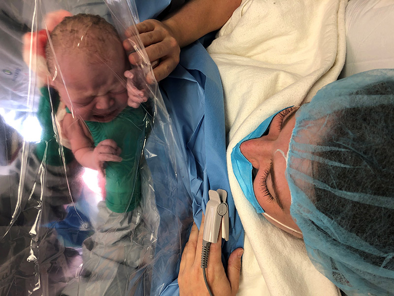 Dr. Molly Hoss after the birth of her daughter.