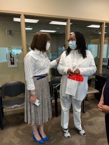 Tamera Dunseth Rosenbaum, chief nursing officer at UCHealth Memorial Hospital, speaks to Dana Ikener.