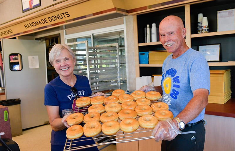 Chris and Barry Hubbard spend hours of their time every week picking up donated confections from LaMar’s Donuts & Coffee in Westminster, packing them and delivering them to police officers and Emergency Department workers at UCHealth Broomfield Hospital and other Denver-area hospitals.