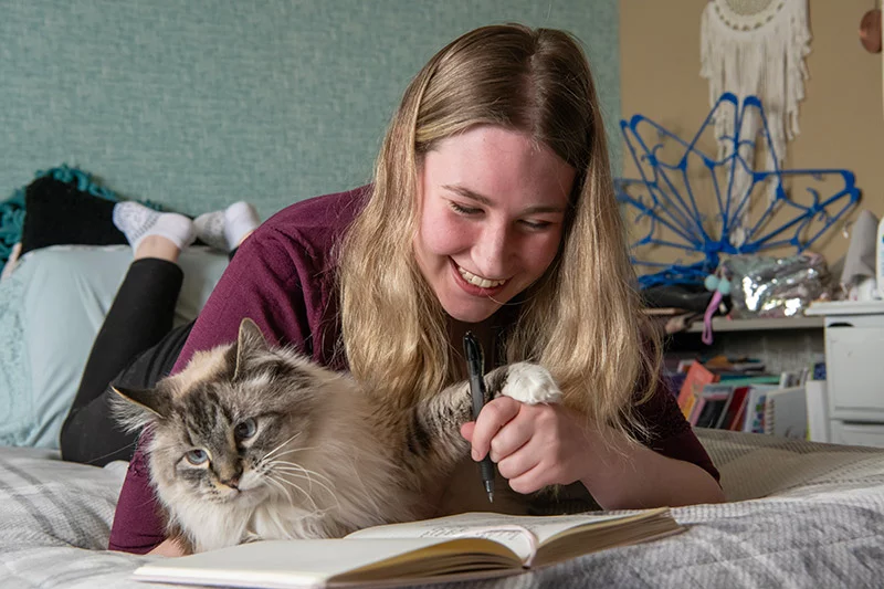 Aubriana's goal is to work in a hospital after her Project SEARCH internship ends this spring. She's eager to care for other people in whatever role she might get. Photo by Chuck Bigger, for UCHealth.